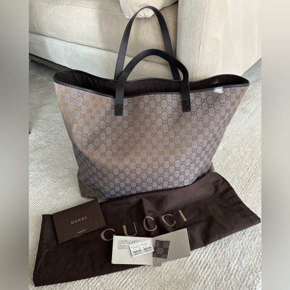 Gucci metallic monogram XL shopper tote - Picture 1 of 16